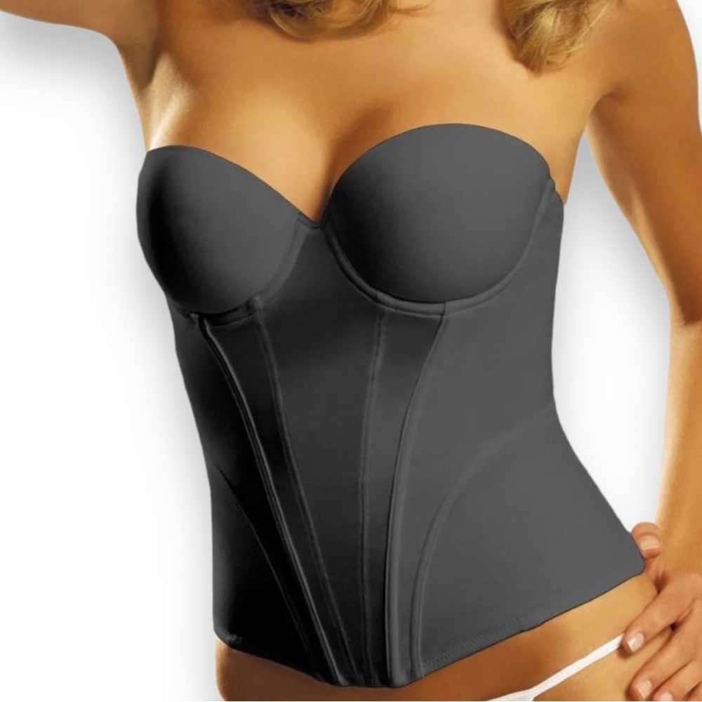 Jezebel Strapless Bustier Longline Bra ~ Black ~ 34DD